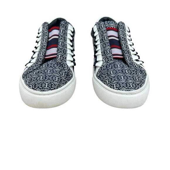 Tory Burch Sport Gemini Leather Jacquard Ruffle Slip on Women's Sneakers sz 7.5 - Picture 3 of 9